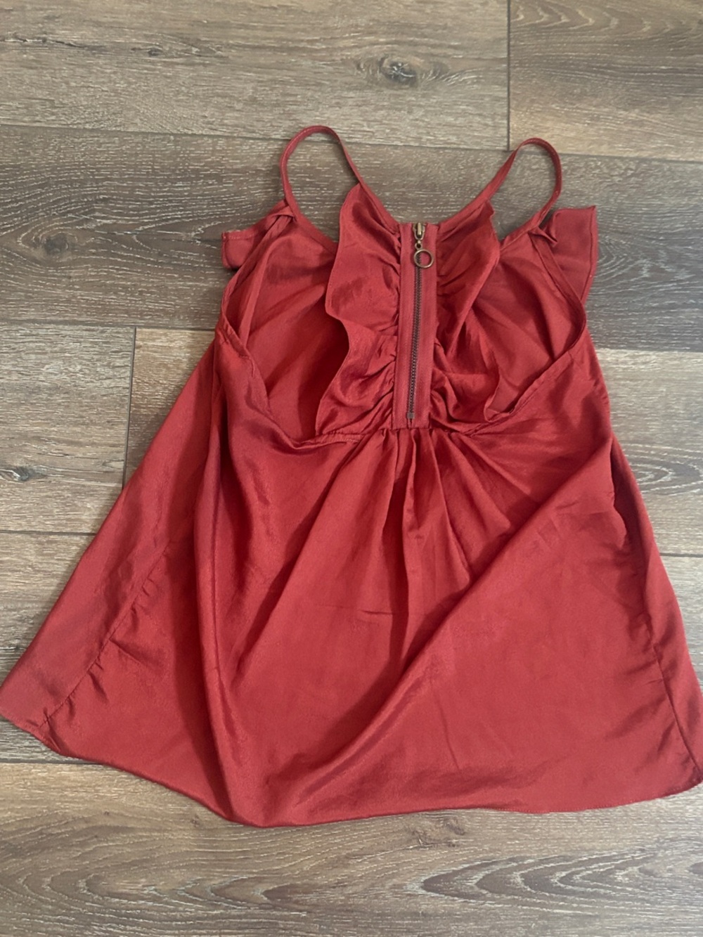 Charlotte Russe Ruffle Zip Rust Tank - Picture 2 of 6